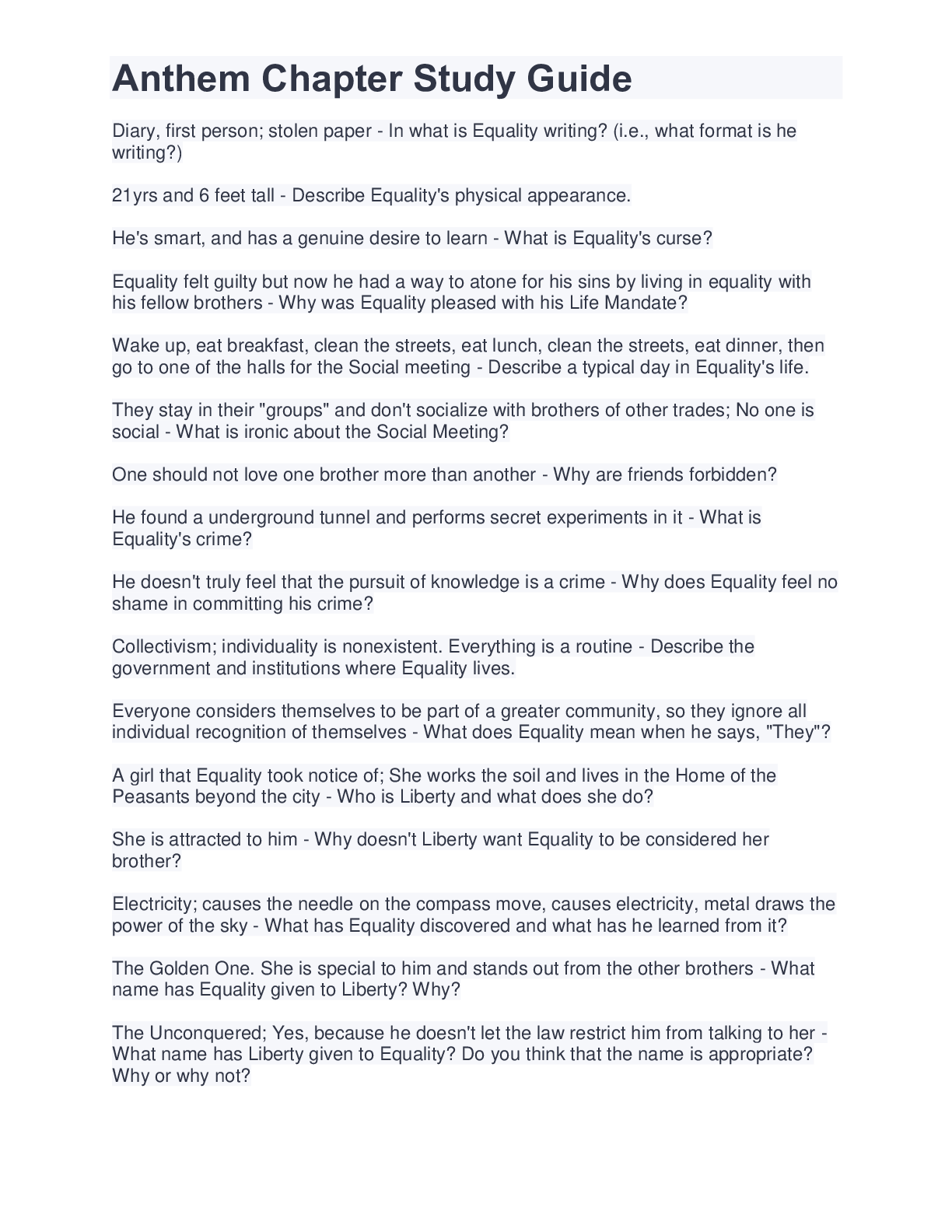 Anthem Chapter Study Guide Browsegrades